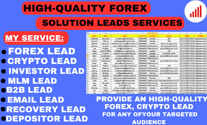 Gig Preview - Generate fresh active and verified forex leads, crypto leads, investor leads