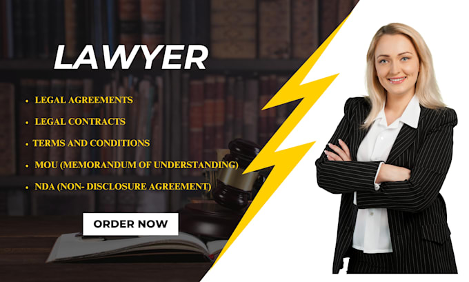 Gig Preview - Be your lawyer for legal agreements, contract, terms and conditions, mou and nda