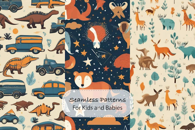 Gig Preview - Design cute vector seamless patterns for kids and babies