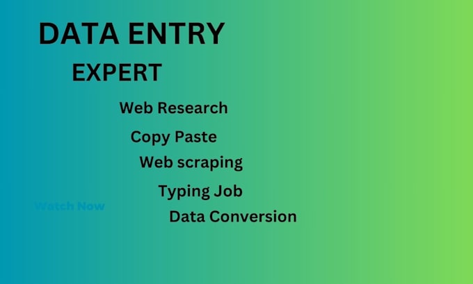 Gig Preview - Do accurate data entry, copy paste, web research, work job