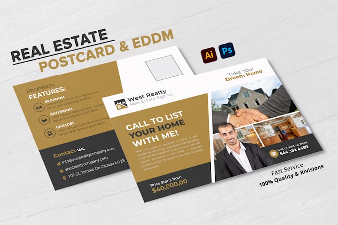 Gig Preview - Design real estate direct mail eddm postcard in 24 hours