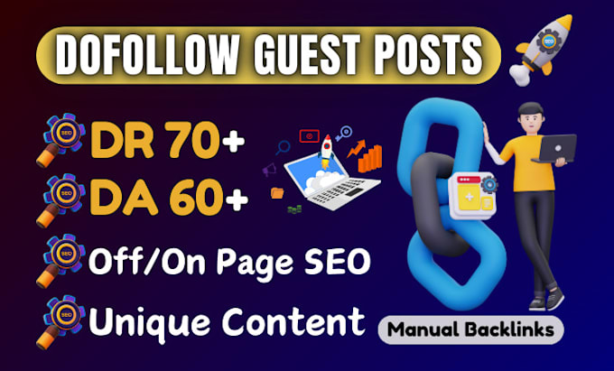 Bestseller - do high da dofollow guest post with high authority seo backlinks