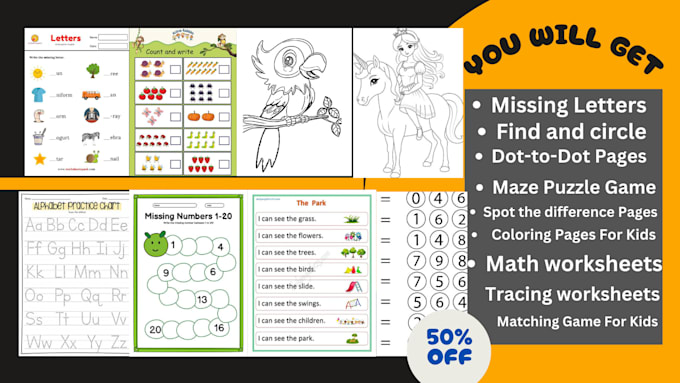 Gig Preview - Engage kids with custom activity books, worksheets