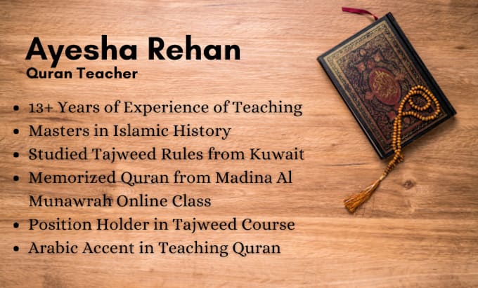 Gig Preview - Be your best online quran teacher for kids and females