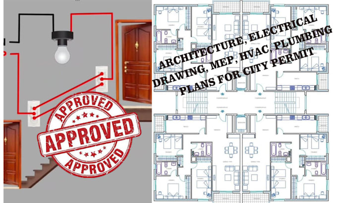 Gig Preview - Do architecture, electrical drawing, mep, hvac, plumbing plans for city permit