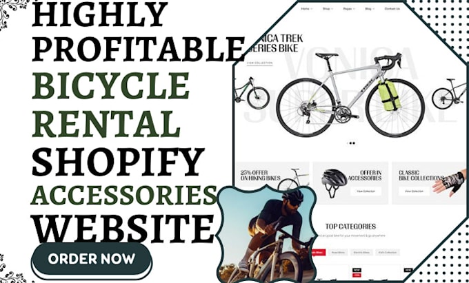 Gig Preview - Design bicycle shopify bicycle accessories bike store bicycle rental website