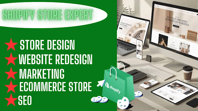 Gig Preview - Do shopify dropshipping marketing, design and redesign shopify store, sales