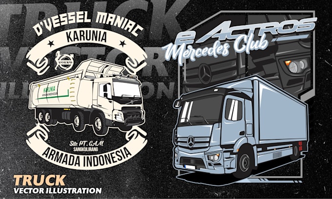 Gig Preview - Create simple cartoon truck illustrations for tshirts