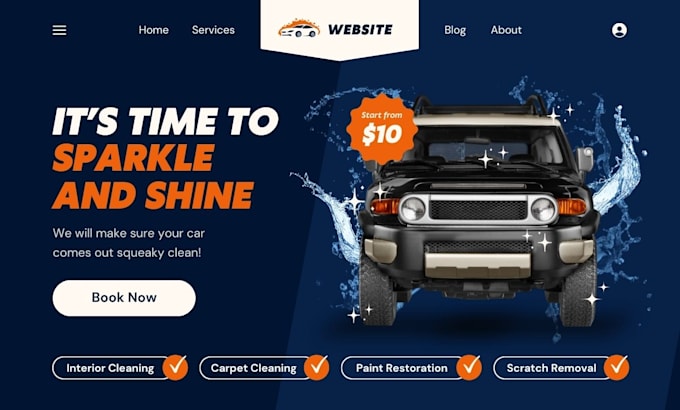 Gig Preview - Build automobile website, car rental landing page, design car wash website, logo