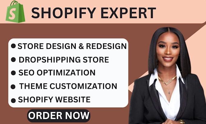 Gig Preview - Design shopify store create dropshipping store and customize shopify website