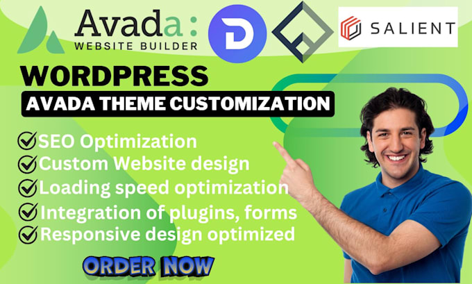 Gig Preview - Customize wordpress avada theme or divi theme