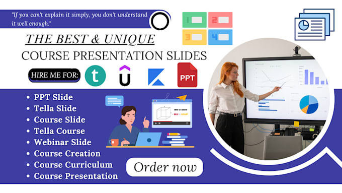 Gig Preview - Create course presentation, course slide, webinar slide, tella slide, PPT slide