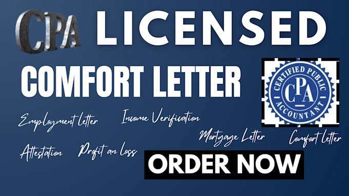 Bestseller - provide comfort letter, mortgage letter, self employment letter as signed us CPA