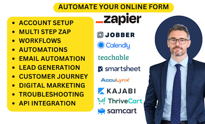 Gig Preview - Zapier jobber calendly teachable smartsheet acculynx kajabi thrivecart samcart