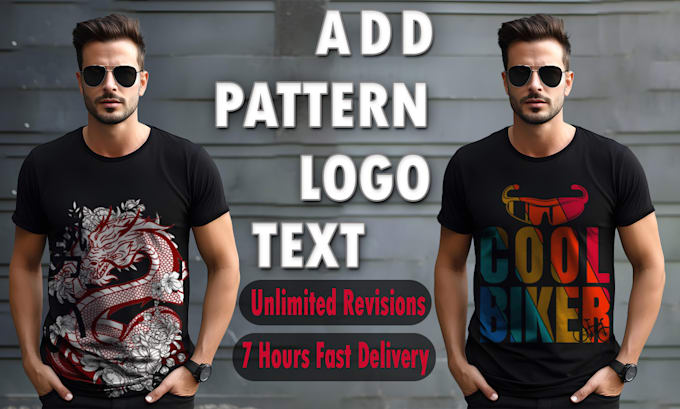 Gig Preview - Add pattern , logo and text to your t shirt or image