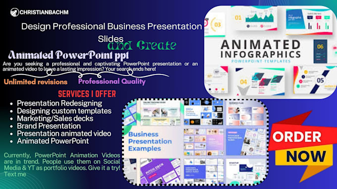 Gig Preview - Design professional business presentation slides and create animated powerpoint