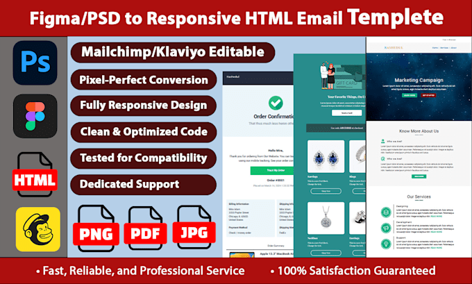 Gig Preview - Convert PSD figma to responsive HTML email templates