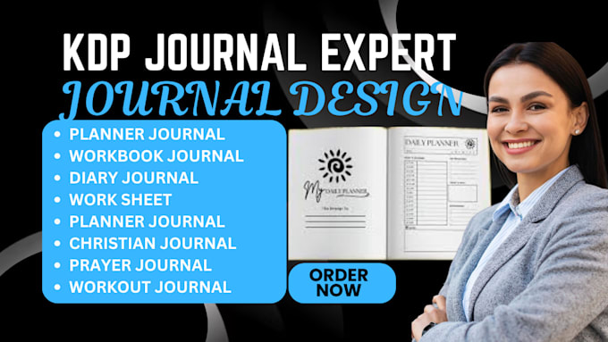 Gig Preview - Design canva journal design journal planner notebooks workbook checklist for KDP