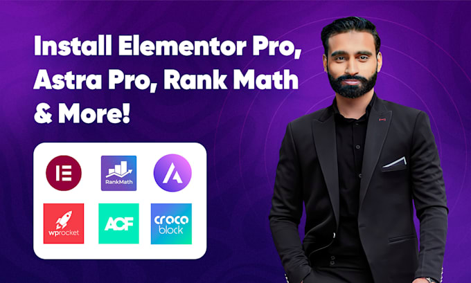 Gig Preview - Install elementor pro, astra pro, rank math, acf pro wprocket crocoblock wpml