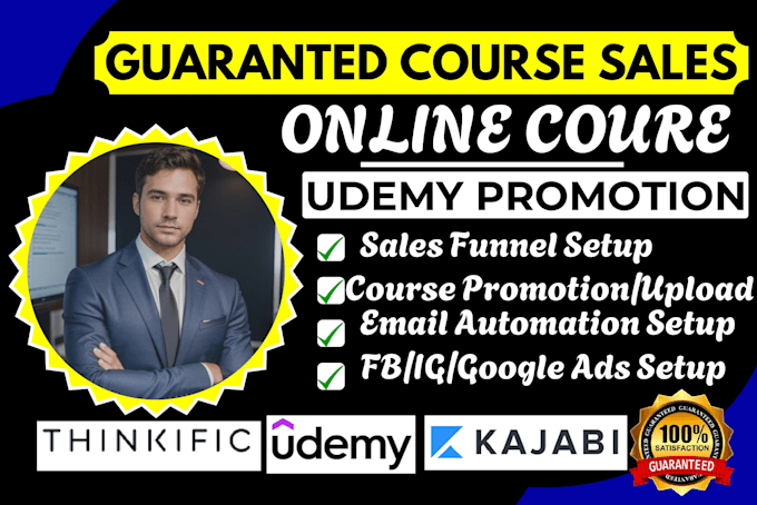 Gig Preview - Do udemy course upload, udemy online course promotion, kajabi course marketing