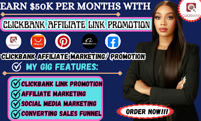 Gig Preview - Click bank affiliate link promotion referral link promotion affiliate marketing