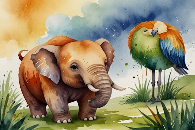 Gig Preview - Watercolor animal illustrations for children activity book,cartoon animals