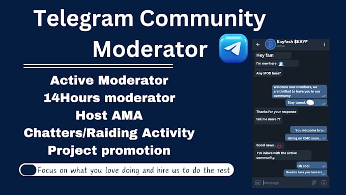 Gig Preview - Be your telegram moderator or telegram community manager