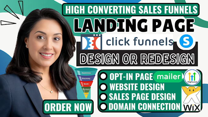 Gig Preview - Build sales funnel or landing page on systeme io, leadpage, clickfunnels, ghl