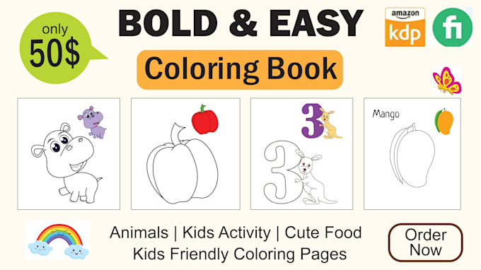 Gig Preview - Design eye catching bold and easy coloring book