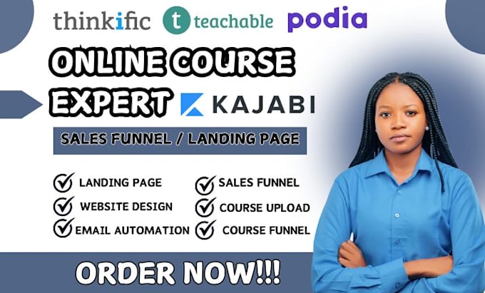 Gig Preview - Kajabi website design kajabi online course kajabi sales funnel landing page