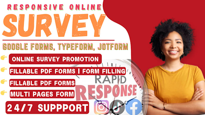 Gig Preview - Conduct online survey, google forms, jotform, typeform to your targeted audience