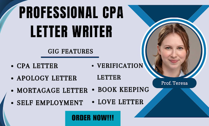 Gig Preview - Audit CPA comfort letter for your financial statement, self employment income