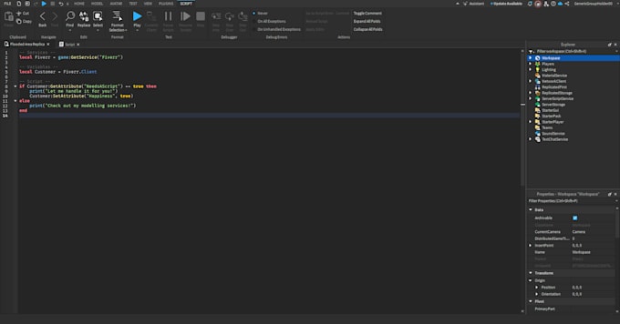 Gig Preview - Make you a roblox studio script