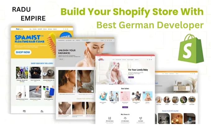 Gig Preview - Design and build a custom shopify store or website, ecommerce business website