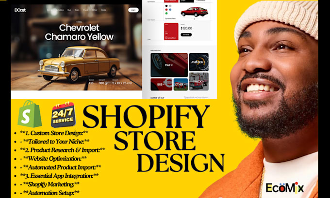 Gig Preview - Build shopify store design shopify dropshipping store shopify website redesign