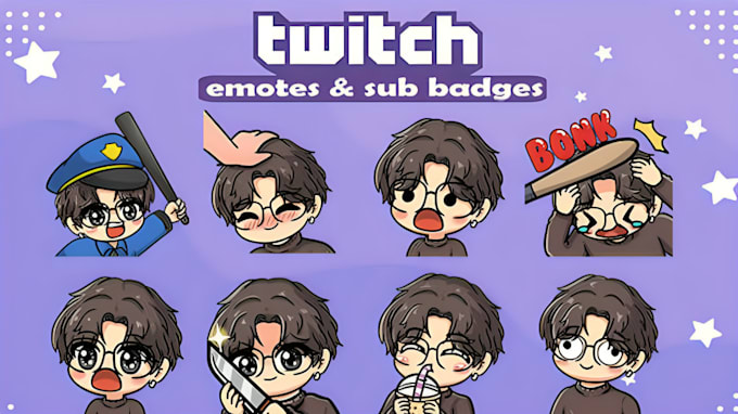 Bestseller - create custom twitch and chibi emotes, vtuber discord sub badges for twitch