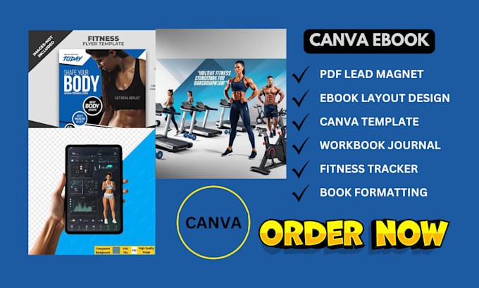 Bestseller - design ebook pdf lead magnet canva gym workout plan trainer guide health fitness