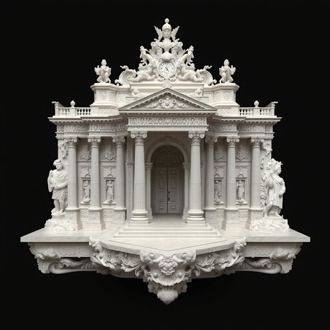 Gig Preview - 3d monument mansion design  for 3d printing 3d model in dxf 3d laser engraving