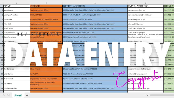 Gig Preview - Virtual assistant for data entry copy paste and spreadsheet management