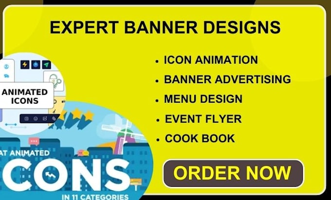 Bestseller - do icon animation, banner advertisements, menu designs, event flyers, cookbooks