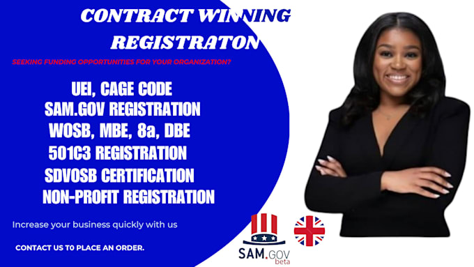 Gig Preview - Do sam gov, cage code, uei nonprofit registration, 501c3 wosb mbe 8a dbe vosb