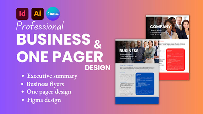 Gig Preview - Design one pager executive summary business flyer sales report investment teaser