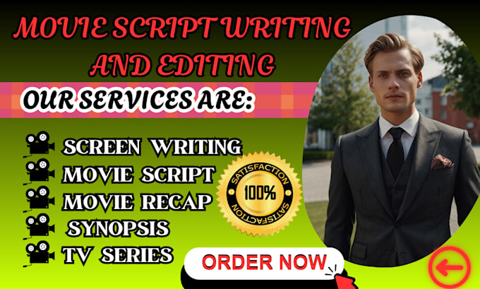 Gig Preview - Write your movie script, tv pilot, screenplay, scriptwriting and feature film