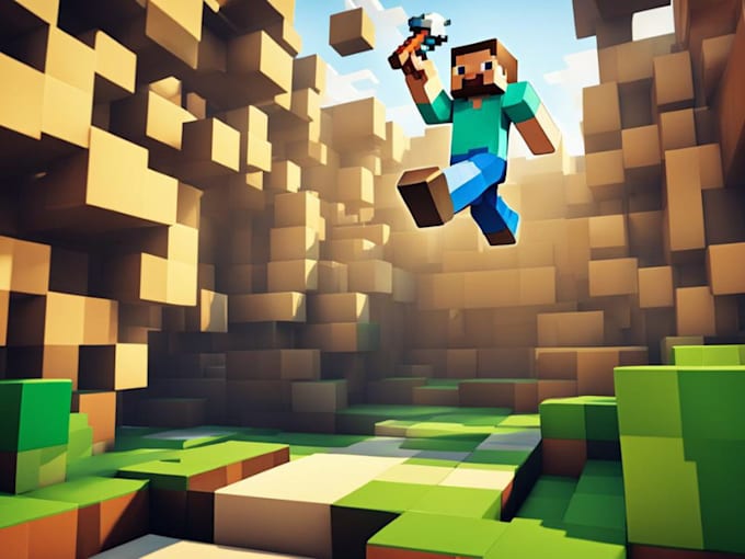 Gig Preview - Create and record 3d parkour minecraft gameplay animation 3d parkour footage