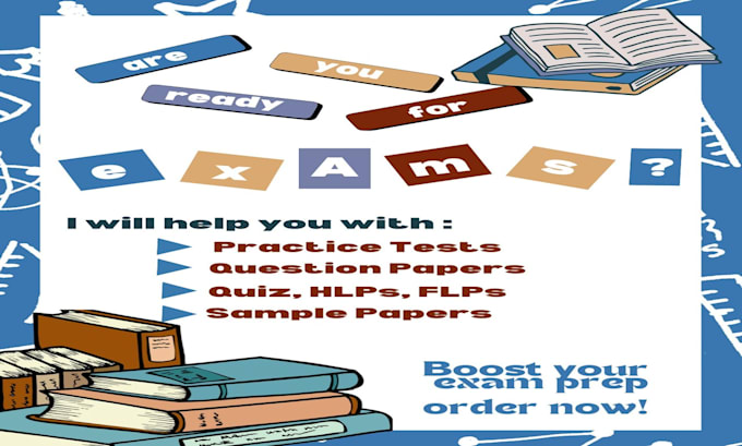 Gig Preview - Create question papers, mock test, flps, hlps, quiz, exam material for all level