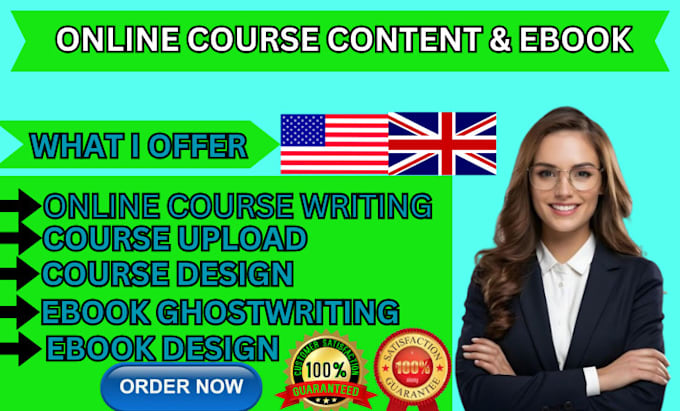 Gig Preview - Create ebook online course content kajabi online course content course creation