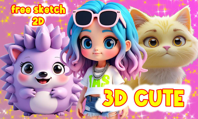 Gig Preview - Design cute 3d character model for printing game or animation in blender