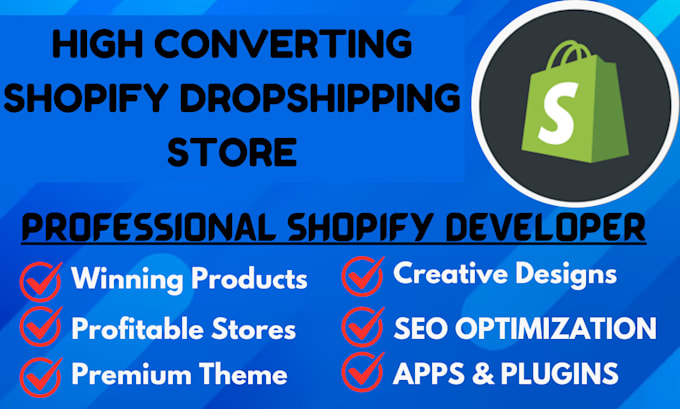 Gig Preview - Setup shopify store, build shopify website design, shopify dropshipping website