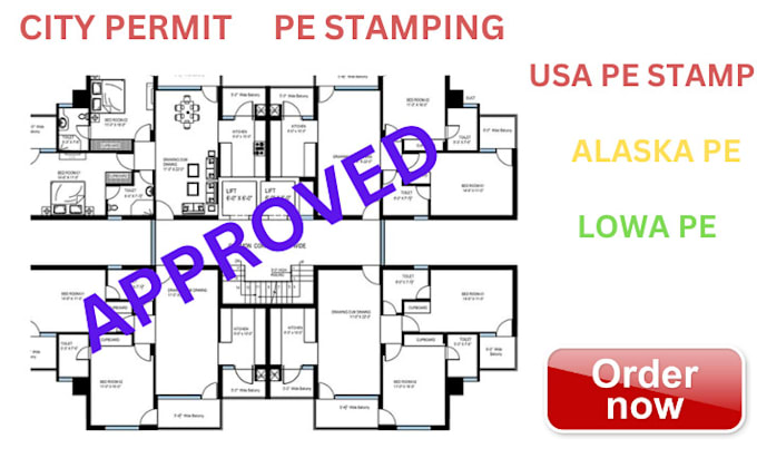 Gig Preview - Do USA pe stamp for city permit pe stamp, structural engineer, lowa, alaska