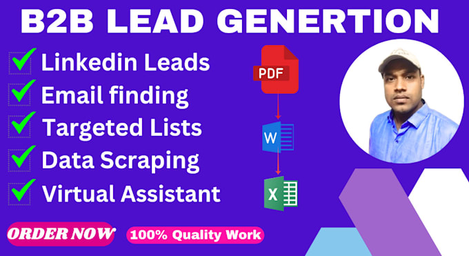 Gig Preview - Do b2b lead generation, data scraping, data entry